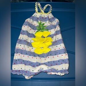 Striped Mud Pie Baby Romper with Pineapple Design size 6-9 months